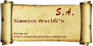 Simonics Arszlán névjegykártya